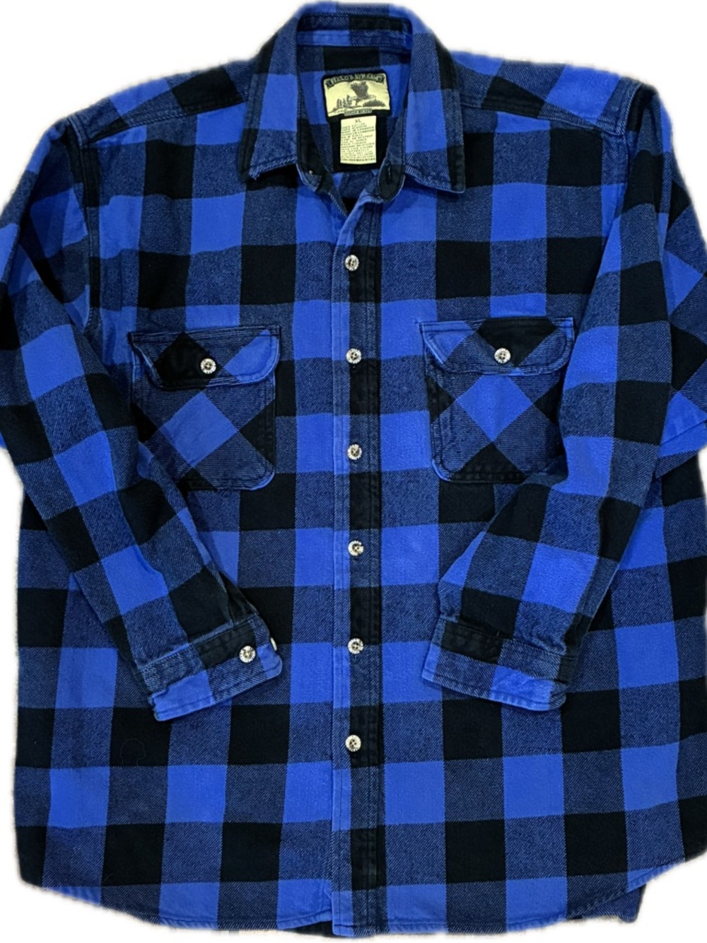 Field & Stream Blue and Black Plaid Flannel Shirt